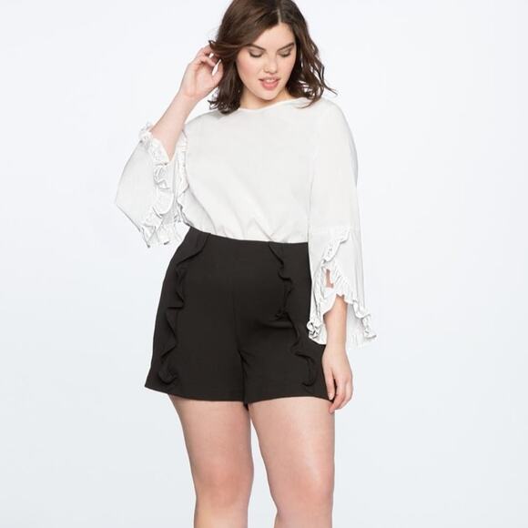 Eloquii Black Ruffle Trim Shorts - Picture 11 of 11